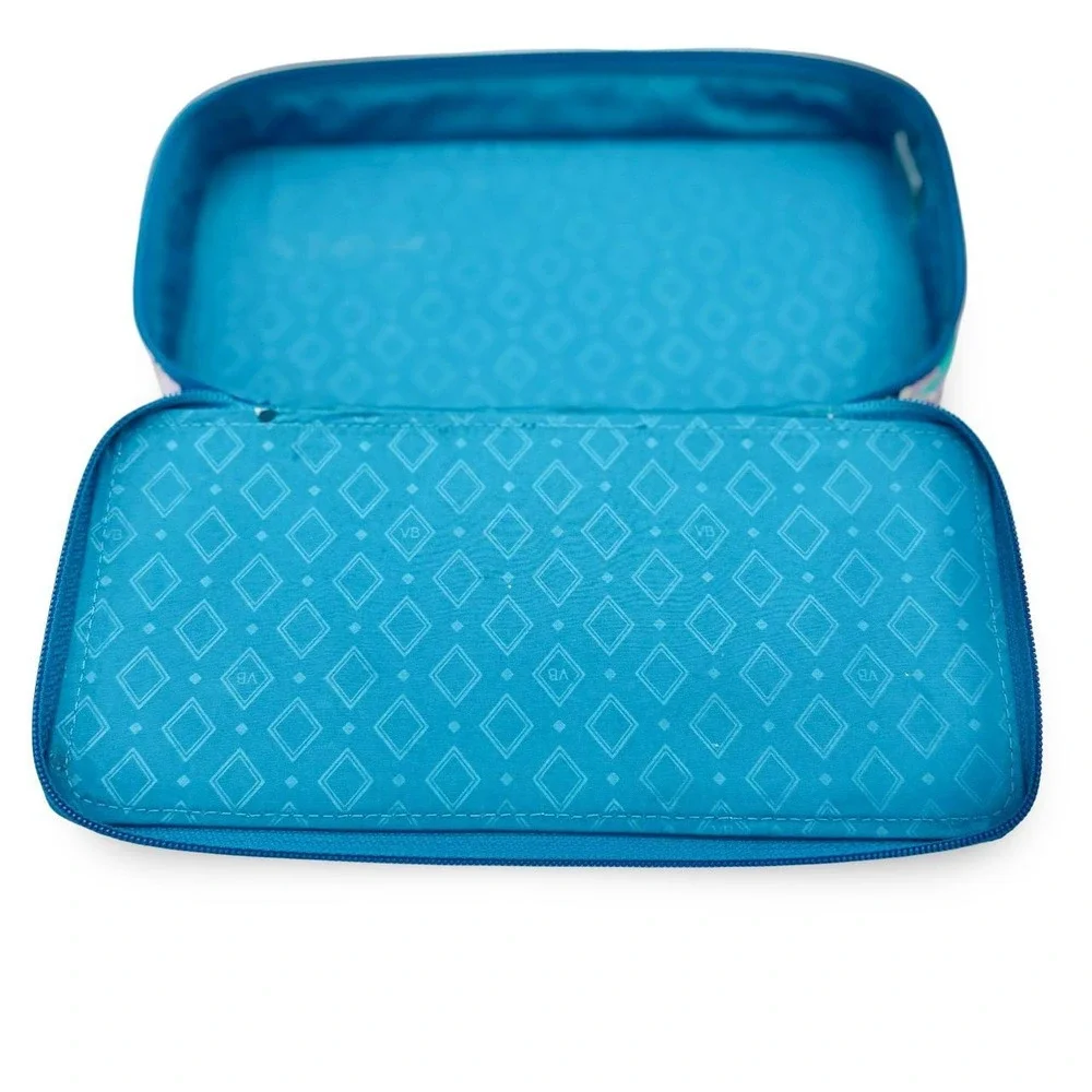 Vera Bradley Large Travel Pill Cosmetic Case Teal Paisley Floral WAKIKI PAISLEY
